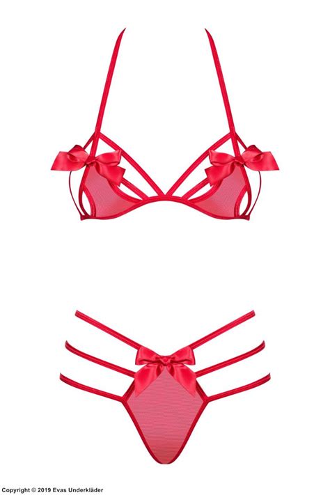 Buy Sexy Lingerie Sets Revealing Lingerie Set Thin Straps Bows Online