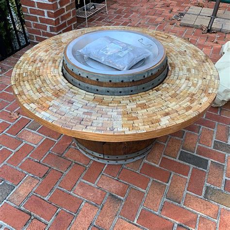 Wine Barrel Gas Fire Pit And Patio Table Etsy In 2021 Gas Firepit