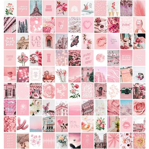 Pink Aesthetic Wall Collage Kit 100 Set 4x6 Inch