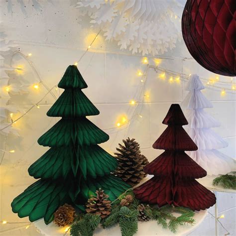 Maroon Honeycomb Paper Christmas Trees 2 Sizes The Danes