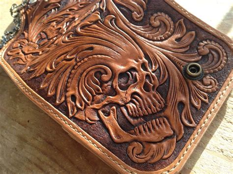 Tattoo Inspired Skull Leather Carving