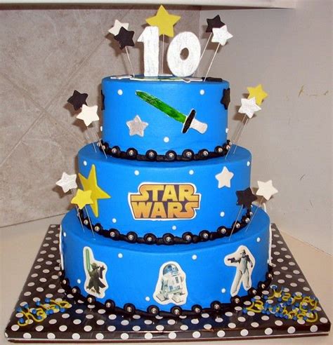 Design your own sticker set, including the shape! Starwars Happy Birthday 10 years old | Star wars birthday cake