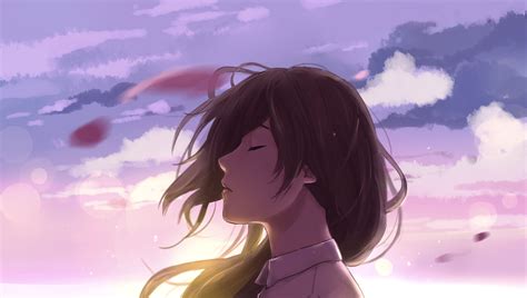 Download 2560x1600 Anime Girl Closed Eyes Profile View Scenic