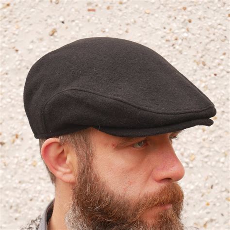 Traditional Irish Flat Cap Paddy Cap Black 100 Pure New Wool