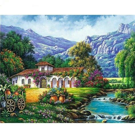 16x20 Canvas Wonderland Scene Paint By Number Kit Diy Oil Painting For