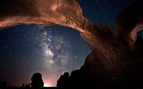 Brown Rock Mountain With Milky Way Galaxy During Nighttime Milky Way