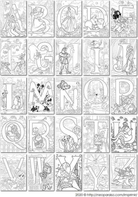 Abecedario Completo De Disney Letras Para Colorear Dibujos De Letras Para Imprimir Y Pintar