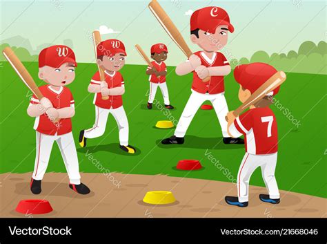 Kids In Baseball Practice Royalty Free Vector Image