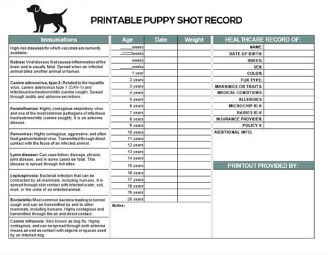 Printable Puppy Shot Schedule Printable World Holiday