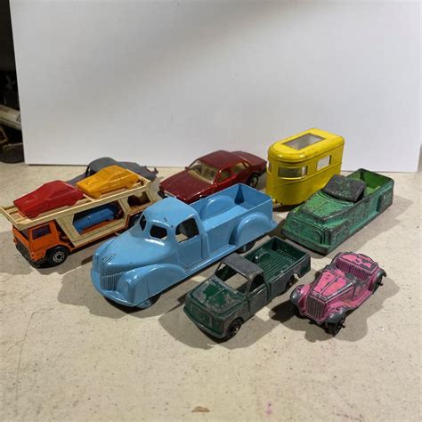 8 Vintage Old Toy Car Lot Matchbox 11 Transporter Jaguar