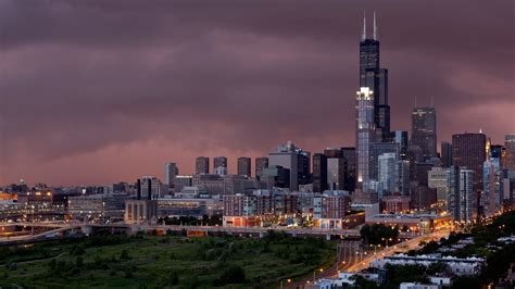 Download 3840x2160 United States Chicago Skyline Night Cityscape