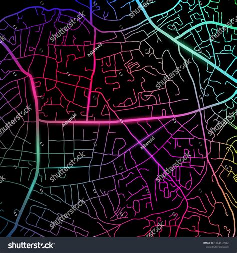 Night City Map Neon Lights Stock Vector Royalty Free 1364510972