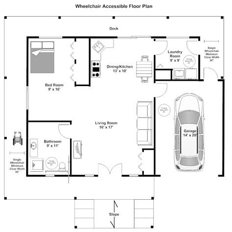 This floor plan divides the bathroom into four sections, separated by a wall divider or glass panel. Wheelchair Accessible Floor Plan