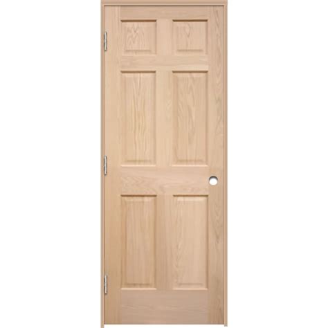 Shop Reliabilt Prehung 6 Panel Oak Interior Door Common 24 In X 80 In