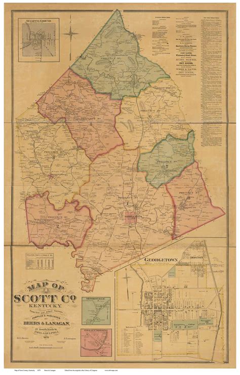 Scott County Kentucky 1879 Old Map Reprint Old Maps