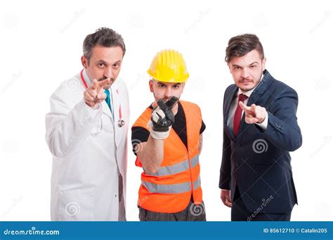 Doctor Engineer And Businessman Keeping Eyes On You Stock Photo