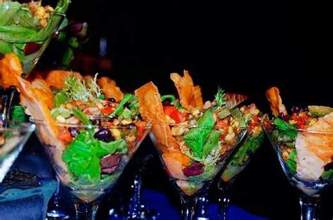 In this recipe, we give them a delicious pesto twist! Individual appetizer salads in a martini glass. Unique hor ...