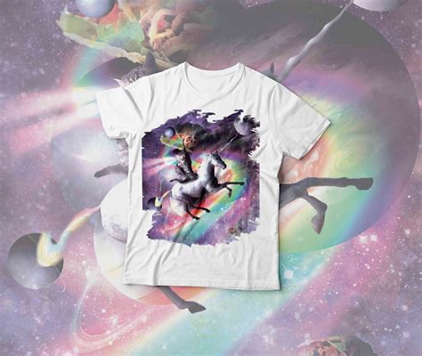 Space Cat Riding Unicorn Laser Tacos And Rainbow T Shirt Cat Riding
