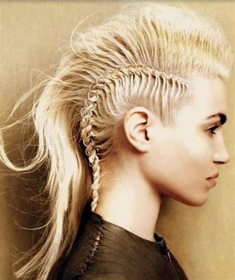 Girl Mohawk Hairstyle With Long Blonde Hair Length