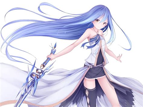 Online Crop Hd Wallpaper Anime Anime Girls Blue Hair Long Hair Original Characters