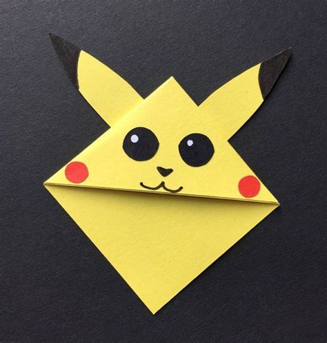 Pikachu Pokemon Corner Bookmark Made From Card And Paper Shown On The