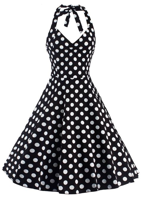 17 37 Vintage Halter Neck Polka Dot Dress For Women Vintage Dresses
