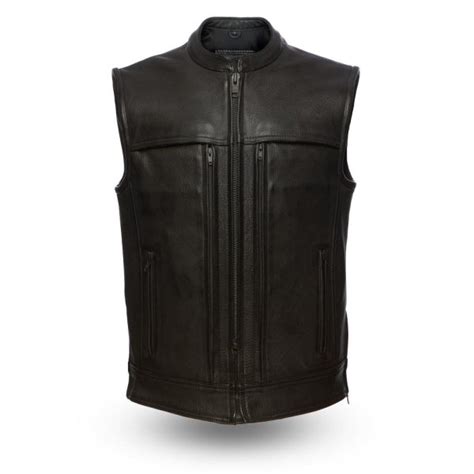Mens Naked Leather Motorcycle Vest TML Gears
