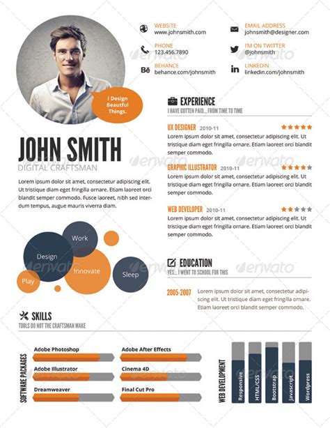 Infographic Style Resume Template Print Templates Graphicriver