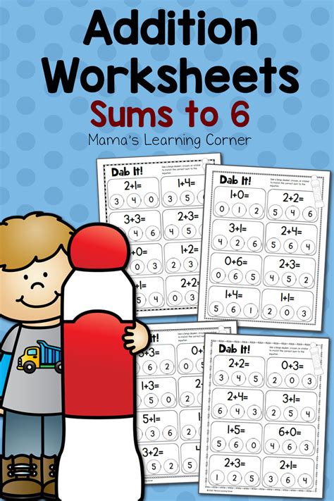 dab  addition worksheets sums   mamas learning