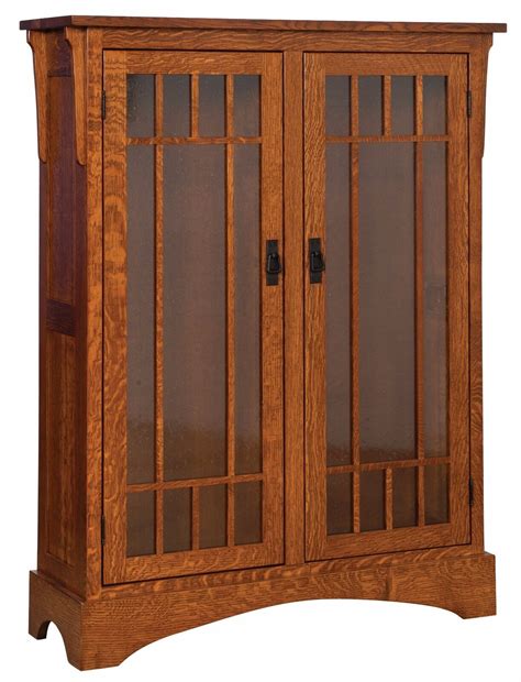 Amish Midway Mission Craftsman Solid Wood Bookcase Glass Doors 46w X