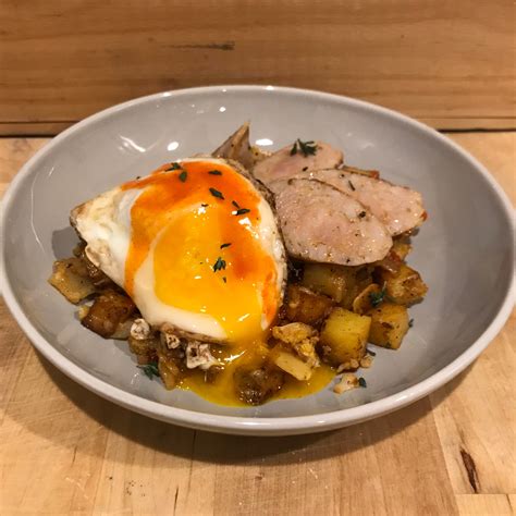 Cauliflower And Potato Hash Chicken Sausage And A Fried Egg