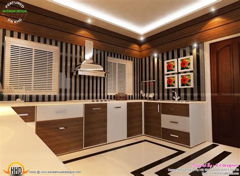 Modular Kitchen Bedroom And Staircase Interior Kerala Home Design
