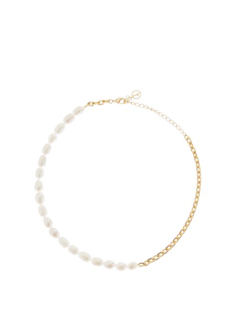 Anissa Kermiche Duel Freshwater Pearl Gold Plated Choker Necklace Lyst
