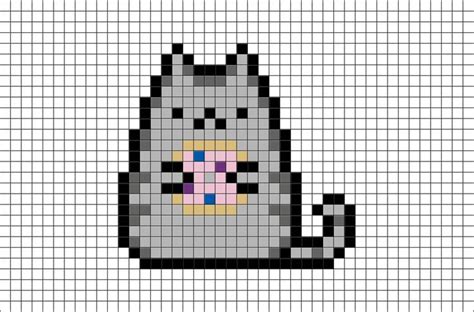 Pusheen With Donut Pixel Art Pixel Art Grid Minecraft Pixel Art Pixel Art Pattern