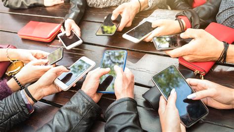 Teenager People Having Fun Using Smartphones Millenial Community