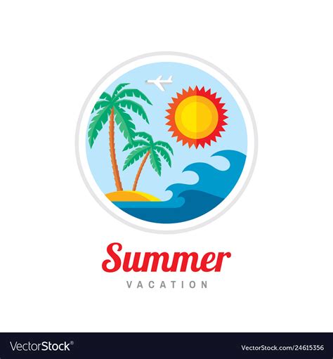 Summer Vacation Creative Logo Template Vector Image