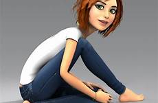 3d cartoon young character woman model girl toon models rigged angie hq off 3ds max