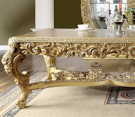 Buy Homey Design Hd 8086 Dining Table In Rich Gold Lacquer Online