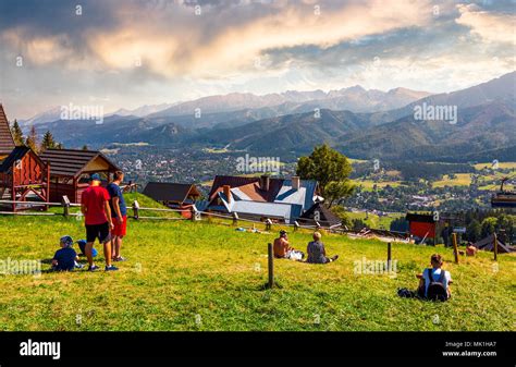 Tourist Observe High Tatra Mountains Beautiful Location In Zakopane