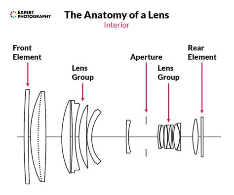 Labeled Parts Of A Camera Lens From The Ground