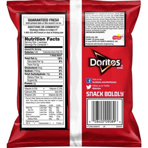 Doritos Nacho Cheese Flavored Tortilla Chips 1 Ounce Pack Of 40 40 Ct Marianos