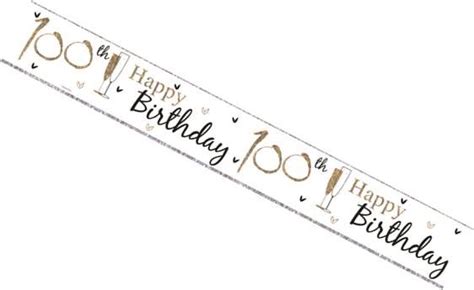 Age 100 Birthday Party Banner Silver Gold Holographic Foil 100th