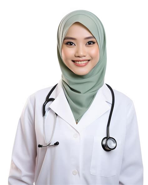 Premium Photo Indonesian Woman Muslim Doctor Portrait Isolated On White Background