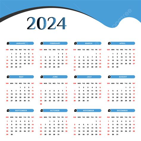 Calendario Anual Con Estilo Geom Trico Nico En Negro Y Azul Cielo