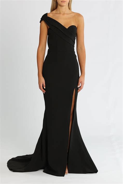 Hire One Sided Off The Shoulder Detail Gown In Black Elle Zeitoune Glamcorner