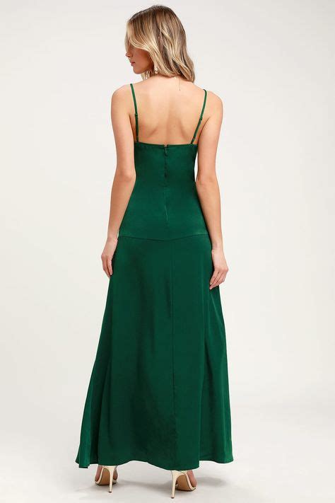 Hot Date Emerald Green Satin Maxi Dress Green Dress Casual Satin
