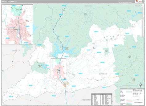 Shasta County Ca Wall Map Premium Style By Marketmaps Mapsales