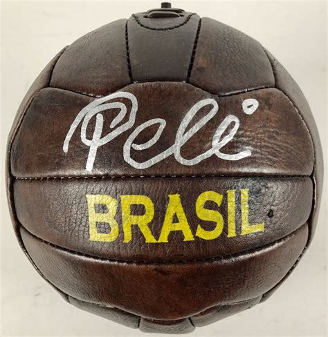 Lot Detail Pele Desirable Signed Vintage Style Brasil Soccer Ball