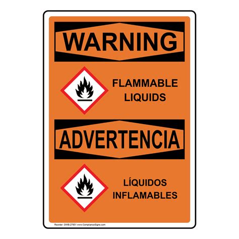 Flammable Liquids Líquidos Inflamables Sign OWB 27851 Hazmat