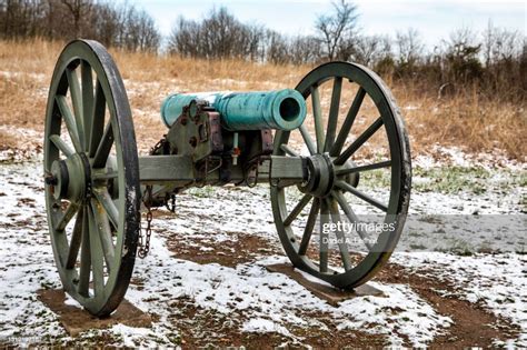 Civil War Cannon In The Snow At Wilsons Creek National Battlefield High